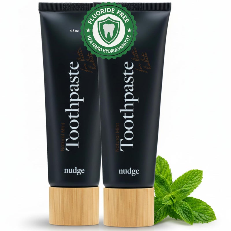 Nudge 10 Nano Hydroxyapatite Toothpaste Remin Formula with Vitamin E FluorideFree SLSFree Helps Remineralize Enamel Supports Dry Mouth Relief and Sensitive Teeth Mint 4 oz Pack of 2